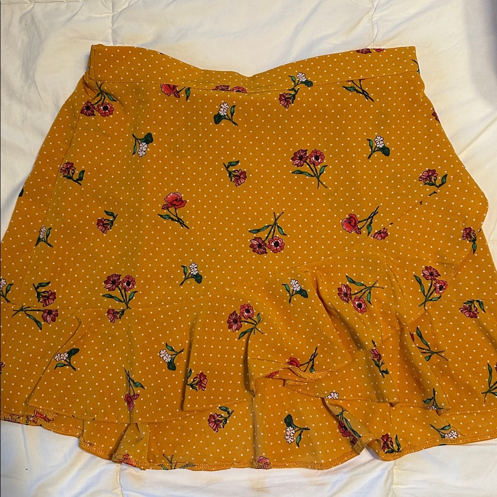 HAUTE MONDE Floral Yellow Skirt L